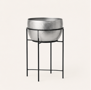 Soporte Metálico para Macetas, Plateado, con Acabado Martillado, Soporte de Alambre Negro, Ecológico, con Recubrimiento en Polvo, para Hogar, Hotel y Jardín - Product Image 4