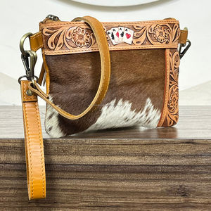 Bolso de Mano Mini OEM para Mujer, Diseño Floral y con Tarjetero, Bolso Cruzado de Cuero Repujado, Bolsos de Hombro de Cuero Vacuno Genuino para Mujer - Product Image 3