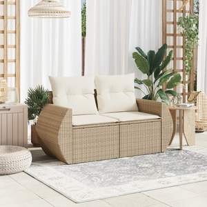 Canapé de jardin en polyrotin beige, acier thermolaqué, polyester, mobilier d'extérieur durable - Product Image 3