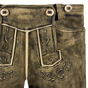 Lederhosen กางเกงขาสั้นหนังสีน้ำตาลเข้มกางเกงขาสั้นเอวยางยืดเข้ารูปเข้ารูปเป็นมิตรกับสิ่งแวดล้อมป้องกันริ้วรอย lederhosen ดีไซน์หรูหรา - Product Image 5