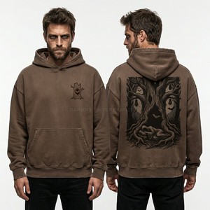 Sweat à capuche zippé vintage personnalisé pour homme, en coton épais, style streetwear, avec imprimé graphique rétro main squelette - Product Image 3