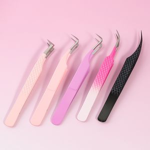Pinzas Profesionales de Acero Inoxidable Rosa Bebé con Punta de Diamante para Extensión de Pestañas, Probadas a Mano, Pinzas de Aislamiento de 90 y 45 Grados - Product Image 1