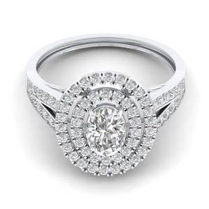 Bague de fiançailles REYES Luxury en or massif 14 carats, diamant ovale 1,3 carat, halo, certifiée IGI, rhodiée, bijoux fins pour femmes - Product Image 5