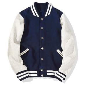 แจ็คเก็ตเบสบอลโพลีเอสเตอร์แบบกำหนดเองสำหรับทุกเพศขายส่ง แจ็คเก็ต Letterman แบบเปล่า แจ็คเก็ต Varsity หนังแกะแท้ - Product Image 5