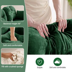 Divano Sezionale a L con Pouf, in Morbido Tessuto Chenille, Design Trapuntato e Plissettato, Schiuma ad Alta Densità per Camere da Letto e Soggiorno - Product Image 5