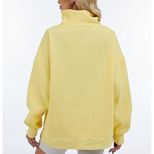 Sweat-shirt à capuche col montant personnalisé pour femme en coton éponge, coupe oversize, style décontracté, fournisseur et fabricant en gros - Product Image 4
