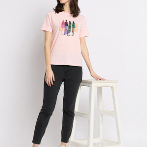 Top Trending 100% Airlume Combed and <b>Ring</b> Spun Cotton 32 Single 4.2 oz Charity Pink Womens Relaxed Jersey Short Sleeve T-Shirt - Product Image 5