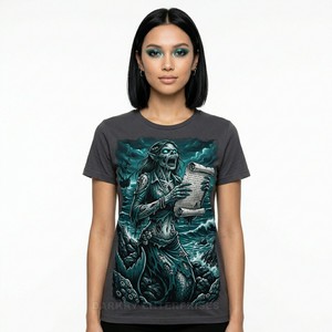 เสื้อยืดผู้หญิงลายซอมบี้เมอร์เมด สไตล์วินเทจ พิมพ์ลายกราฟิกไซเรนสยองขวัญ ผ้าฝ้าย สำหรับสตรี สไตล์สตรีทแวร์ ทะเลลึก ผลิตโดยผู้ผลิตเสื้อผ้า - Product Image 1