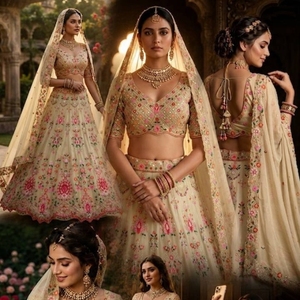 Women's Designer Faux Georgette Lehenga Choli Set with <b>Flare</b> Embroidery <b>Sequins</b> Cut Work Cancan Canvas Patta - Product Image 5