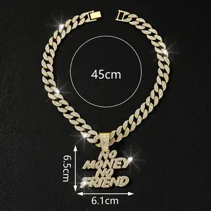 Collar Cubano con Colgante de Letras, Nuevo Modelo 2025, Plata de Ley, Bañado en Oro y Rodio, Joyería Hip Hop, Regalo de Aniversario, Unisex - Product Image 1