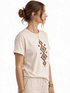 เสื้อยืดผู้หญิงฤดูร้อน สีกรมท่า ผ้าฝ้ายนุ่ม สวมใส่สบาย แขนสั้น ระบายอากาศได้ดี คุณภาพสูง ปรับแต่งได้ แฟชั่นทันสมัย คอกลม - Product Image 4