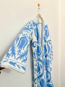 Kimono Unisex de Algodón Suzani, Largo, con Mangas Largas, Cuello en V, Cierre con Cordón, Estilo Clásico, Tejido Suave, Estampado Floral - Product Image 3