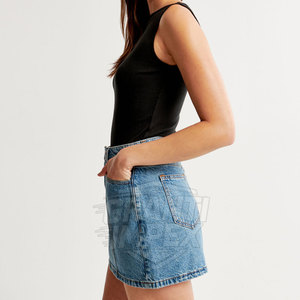Jupe en jean respirante en coton pour femme, design personnalisé, écologique, élégante, décontractée, confortable, pour tous les jours - Product Image 3