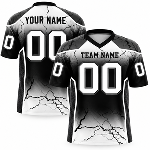Camiseta de Fútbol Personalizada Sublimada 100% Poliéster con Cuello en V, Estampado Gráfico Agrietado Degradado, Uniformes de Equipo para Hombre, Transpirable, Manga Corta - Product Image 6