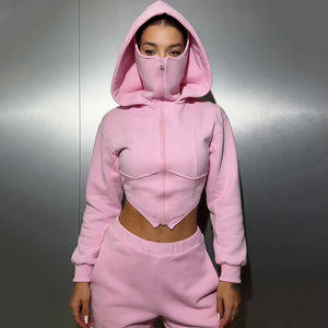 Sweat à capuche et short surdimensionnés personnalisés pour femme, en molleton polyester/coton thermique épais 500 GSM 350 GSM, brodés - Product Image 5