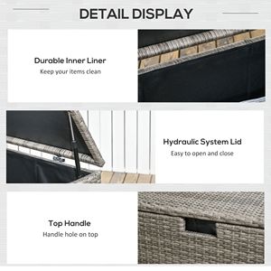 Espaciosa Caja de Almacenamiento de Mimbre para Exteriores de 113 Galones, Color Gris, Solución para la Organización de Objetos junto a la Piscina - Product Image 6