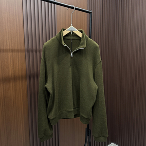 Men's Wool Acrylic Half Zip <b>Sweater</b> Solid Color Thick Knitwear Winter Casual Cardigan Full Sleeve Anti-Pilling - Product Image 2