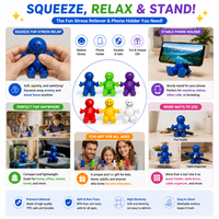 Jouet à presser en mousse PU, personnage de dessin animé souriant, cadeau anti-stress pour adolescents et adultes, support de téléphone unisexe, base 10x9x8CM