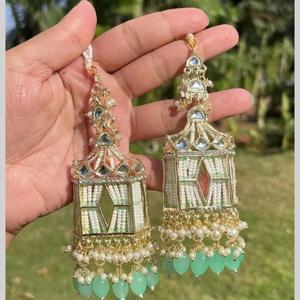 <b>Gold</b> Plated Kundan Stone and Pearl <b>Dangle</b> <b>Earrings</b> Fine 11151620MG Jewelry - Product Image 1