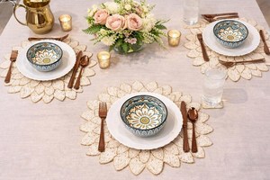 Beaded Floral Eco-Friendly <b>Placemat</b> Dining <b>Table</b> Mats Handmade Embroidered Decorative <b>Runner</b> Modern Friendly Wedding Party - Product Image 2