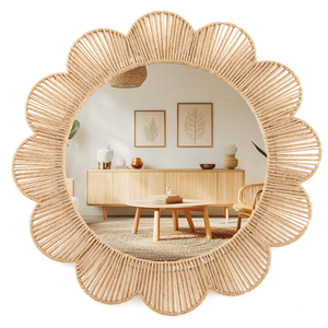 Espejo Redondo de Yute Natural Hecho a Mano con Marco de Seagrass, Decoración de Pared Estilo Bohemio, Hecho en Vietnam - Product Image 6