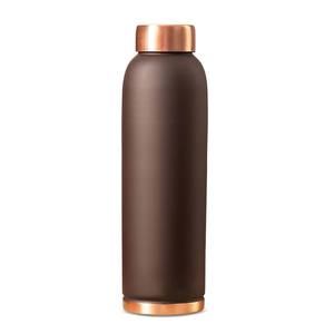 Botella de agua minimalista de cobre marrón con tapa y base de cobre, termo portátil de viaje - Product Image 1