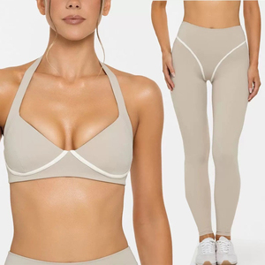 Conjunto Deportivo para Mujer, Top Halter y Leggings de Cintura Alta, Ropa Deportiva sin Costuras para Gimnasio, Yoga, Transpirable, Trajes de Yoga, Ropa Deportiva para Ejercicio - Product Image 2