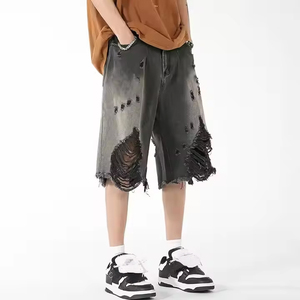 BASRA SPORTS Herren-Jeansshorts Lässige Sommerkleidung Bequemer Stretch-Stoff Distressed-Look Elastischer Bund Knielang Relaxed Fit - Product Image 5
