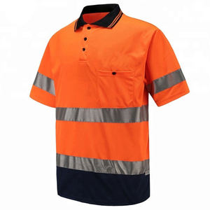 Camiseta Polo de Trabajo de Alta Visibilidad, Color Naranja Fluorescente, Poliéster, Impresión por Transferencia de Calor, Sin Costuras, Estilo Clásico - Product Image 2