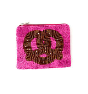 Custom Handmade <b>Beaded</b> Coin Purse Zipper Pouch Gift Women Girls Pretzel Design Wholesale Embroidered <b>Large</b> Capacity Adjustable - Product Image 1