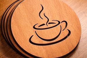 Wooden Tea & Coffee Cup <b>Coaster</b> Set with Holder Laser Cut Wooden <b>Drink</b> <b>Coasters</b> for Table Protection & Home Decor - Product Image 4