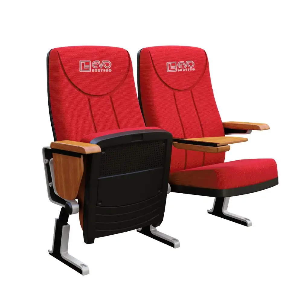 2023 Neuer Luxus-Auditorium stuhl aus Massivholz EVO4602B Kinos tuhl mit Schreib block kann in Farbe angepasst werden