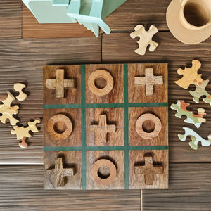 Jeu de société interactif éducatif en bois Tic Tac Toe Tranche d'âge 4 à 18 + pour les fêtes en plein air/intérieur pour les adultes, les enfants et la famille - Product Image 5