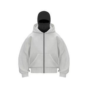Sudadera con capucha tipo balaclava Ninja personalizada de 450 g/m² para hombre, al por mayor, estilo urbano, de algodón liso, con cremallera completa - Product Image 5
