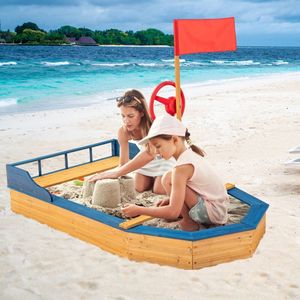 Arenero infantil de barco pirata con bandera y timón para jugar con imaginación - Product Image 6