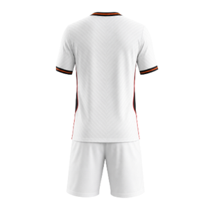 Premium Minimalist White Soccer uniform Set with Orange and Black Trim Sublimated Football Uniform - Product Image 2