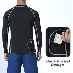 Camiseta Deportiva Negra Personalizada con Estampado por Transferencia de Calor, Manga Larga, Protección UPF 50+ UV, para Natación, Entrenamiento, Running - Product Image 2