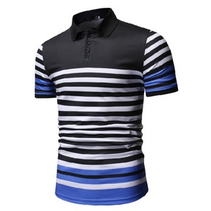 Black <b>White</b> Yellow Geometric Print Short Sleeve <b>Polo</b> Shirt Slim Fit Casual Woven Polyester Breathable Design - Product Image 2