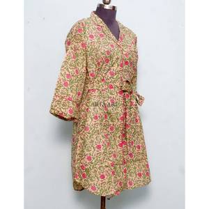 Chemise imprimée indienne la plus vendue avec ceinture à nouer, robe portefeuille faite main, tenue décontractée, chemise longue, manches kimono larges, 100 % coton doux - Product Image 5