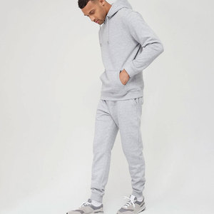 Ensemble de survêtement gris à capuche pour hommes, couleur unie, sweat-shirt et pantalon décontractés de longueur intégrale avec poches latérales, taille élastique, vêtements d'automne - Product Image 4