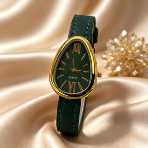 Women's Snake Head Quartz <b>Watch</b>, Gold Tone Leather Strap, Elegant Dress <b>Watch</b> - Product Image 4