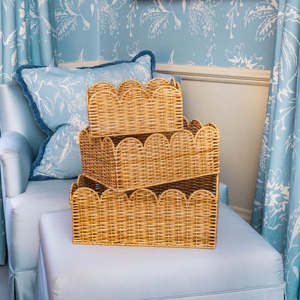 Panier de rangement en rotin festonné fait main, naturel, brun miel, brun foncé, personnalisé - Product Image 2