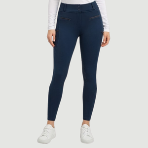 Culotte d'équitation de luxe marine avec empiècements aux genoux - Product Image 3