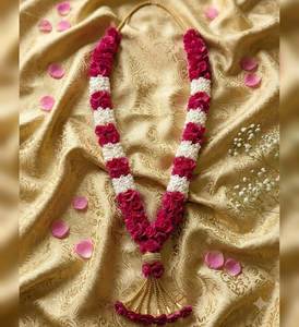 Indian Wedding Varmala <b>Garland</b> Pink <b>Rose</b> & Jasmine Jaimala for Bride Groom Floral Mala Ceremony Lightweight Wedding Accessories - Product Image 1