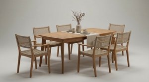 ชุดโต๊ะอาหารไม้สไตล์สแกนดิเนเวียนแบบพกพา Bale Living Modern พร้อมเก้าอี้ 4 ตัว ดีไซน์ทรงสี่เหลี่ยมผืนผ้า เฟอร์นิเจอร์สำหรับบ้าน - Product Image 6