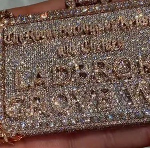 จี้ห้อยคอแบบ Iced Out รูปบัตรเครดิต ประดับเพชรโมอิสซาไนต์ ชุบทอง เงินแท้ 925 สไตล์แร็ปเปอร์ ฮิปฮอป - Product Image 2