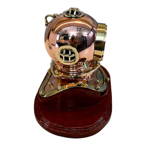 Vintage Brass Diving Helmet <b>Clock</b> Nautical Desk Decor Maritime Tabletop Timepiece Ocean Theme Office & Home Accent - Product Image 2