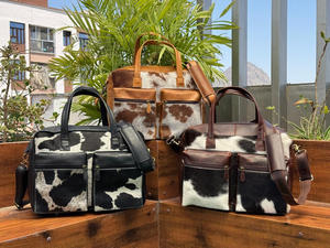 Personalized Eco-Friendly Genuine Hair-On Cowhide Leather Diaper <b>Bag</b> for Dad & Mothers Large Capacity <b>Baby</b> <b>Changing</b> <b>Bag</b> for Moms - Product Image 4