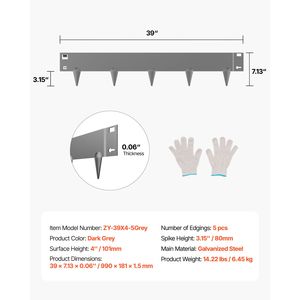 5 Paquetes de Borde Metálico para Jardín, Resistente a la Corrosión, de Acero, 39 x 4, Flexible, para Césped y Jardín - Product Image 4