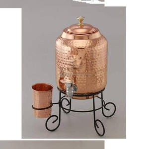 Refroidisseur d'eau en cuivre 100% avec émail imprimé pour la couleur cuivre naturel et les articles de fête utilisent du verre à boire pour support en métal - Product Image 2